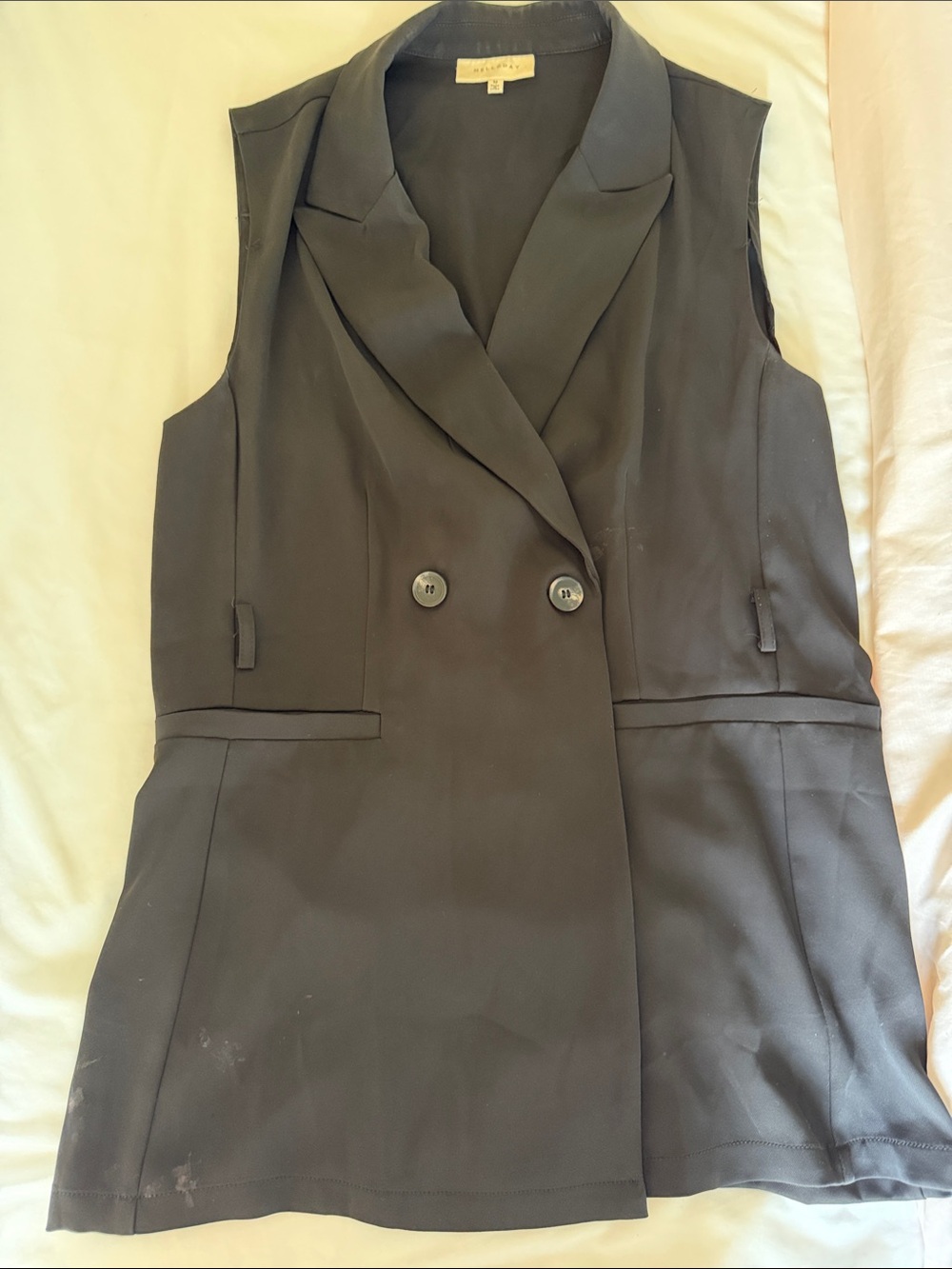 MELLODAY Black Draped Collar Sleeveless Vest